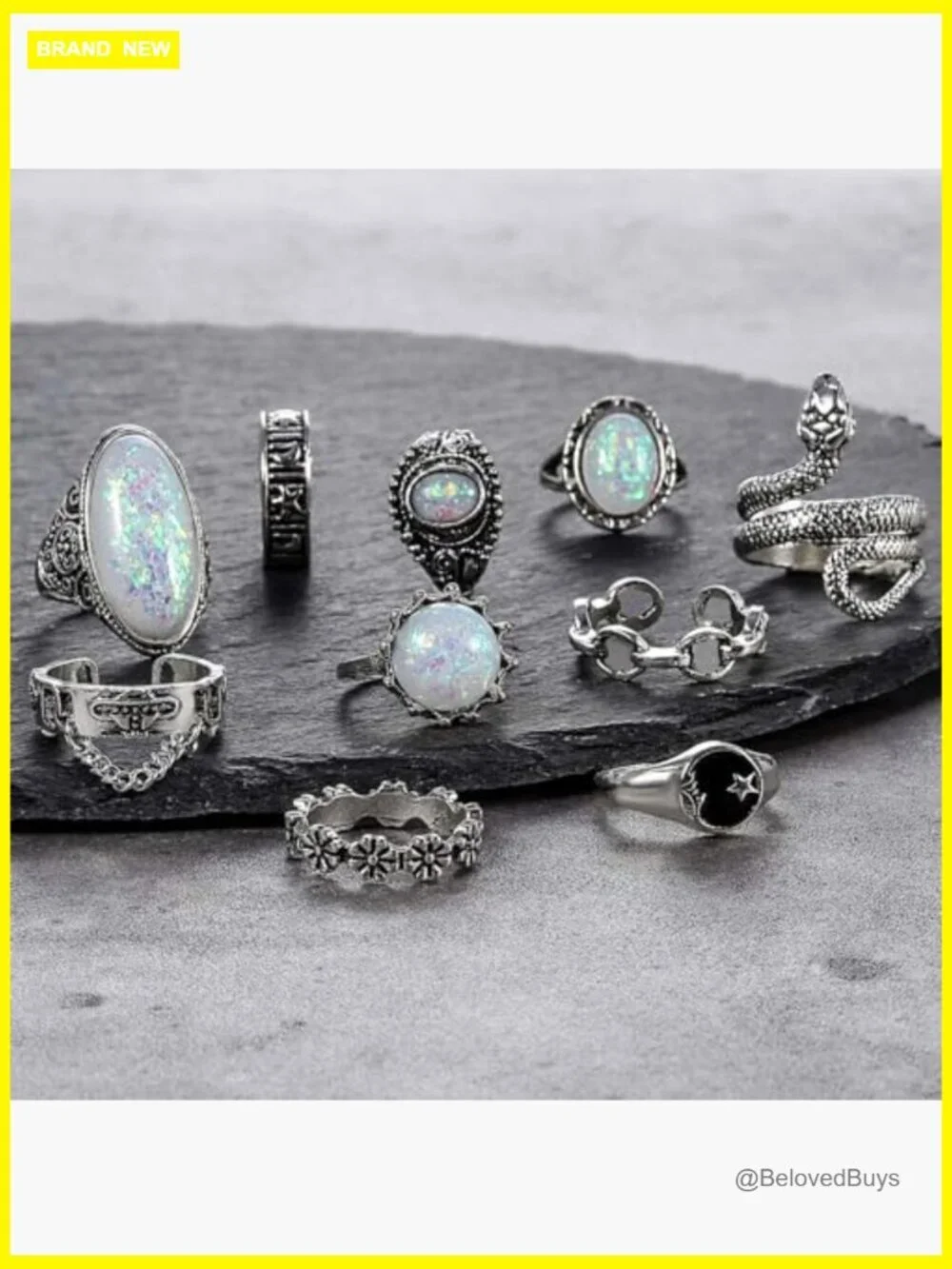 Chunky Gothic Stacking Ring Set Vintage Snake Skull & Star